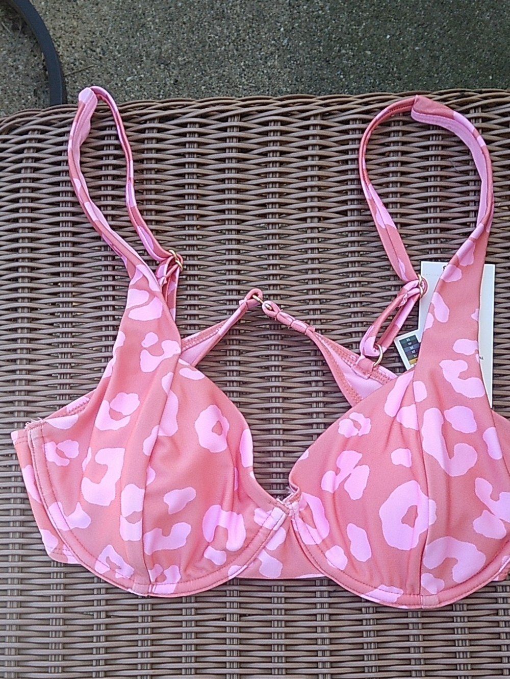 No Boundaries Pink Leopard Print Underwire Bikini Top